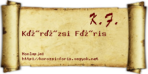 Körözsi Fóris névjegykártya